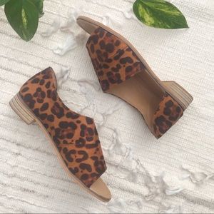 Leopard cheetah open toe cutout sandal flats
